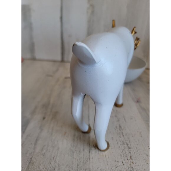 Metal bowl candy serving Xmas deer buck Xmas‎ figure...